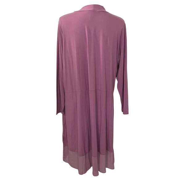 LOGO Lori Goldstein Waterfall Long Line Duster Cardigan Lavender Purple 1XP NWT - Picture 2 of 11
